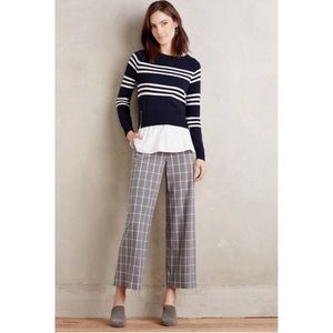 Anthropologie Grey & White Plaid cropped wide leg dress pants - Size 4